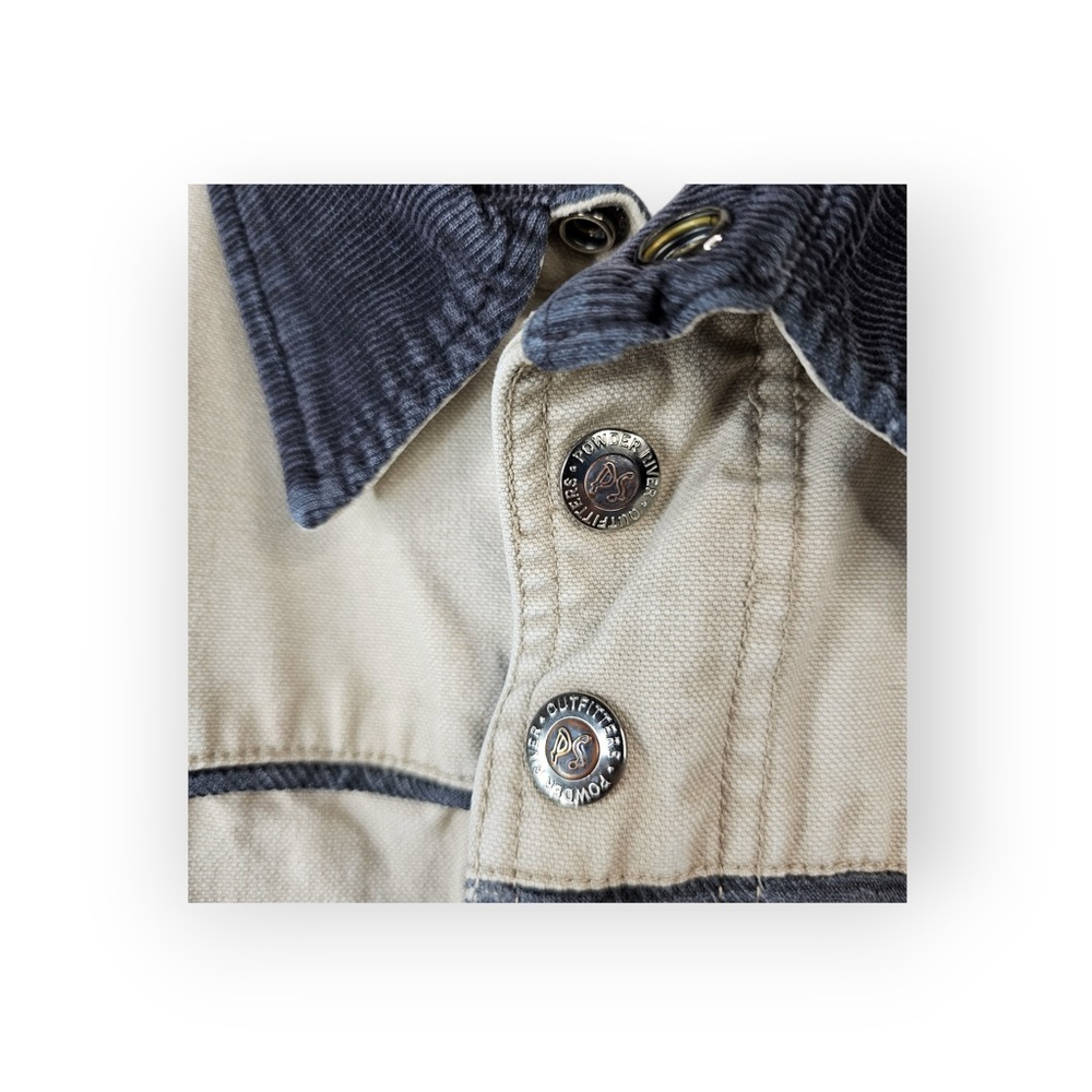 Powder River Outfitters Canvas Ranch Jacket White Denim Accents Large - Picture 5 of 9